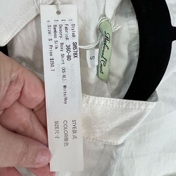 Redwood Court White Boxy Oversized Lagenlook Bamboo Silk Button Up Top Sz S NWT - Picture 4 of 9